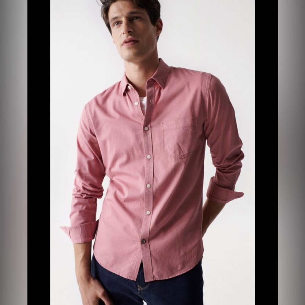 Modern People Slim Fit Red Shirt Long Sleeve Button Down Size Small